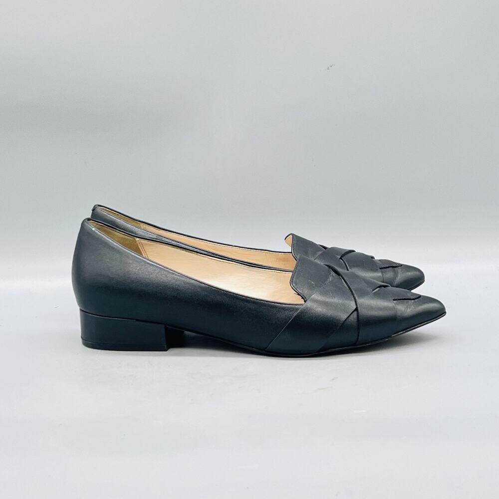 Cole Haan Shoes Womens 6.5 Black Leather Loafer Pleated Pointed Toe Slip On